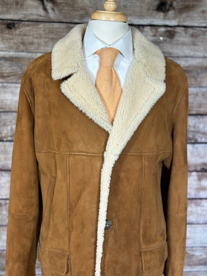Paul Stuart Merino Shearling Suede Coat Size XL - Image 2 of 4