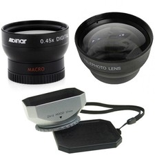 37mm Wide Telephoto Lens Kit,Silver Hood for Olympus PEN E-PL1 E-PL2 E-PL3 E-PM2