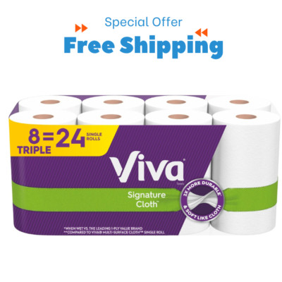 Viva Signature Cloth Paper Towels, 8 Triple Rolls , new us - freeshipping