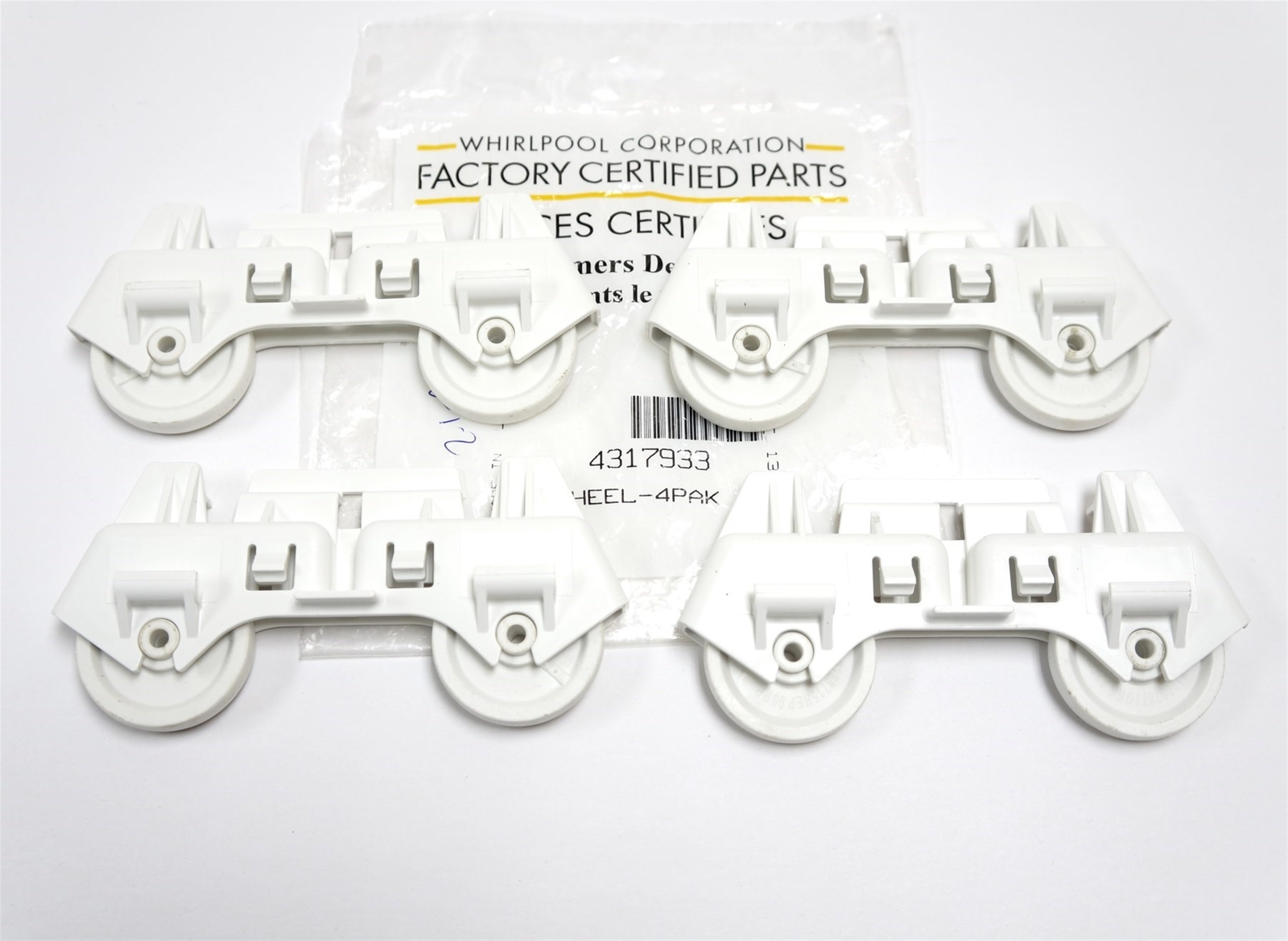 GENUINE Whirlpool 4317933 Dishwasher Rack Wheels NEW OEM SET 4 eBay