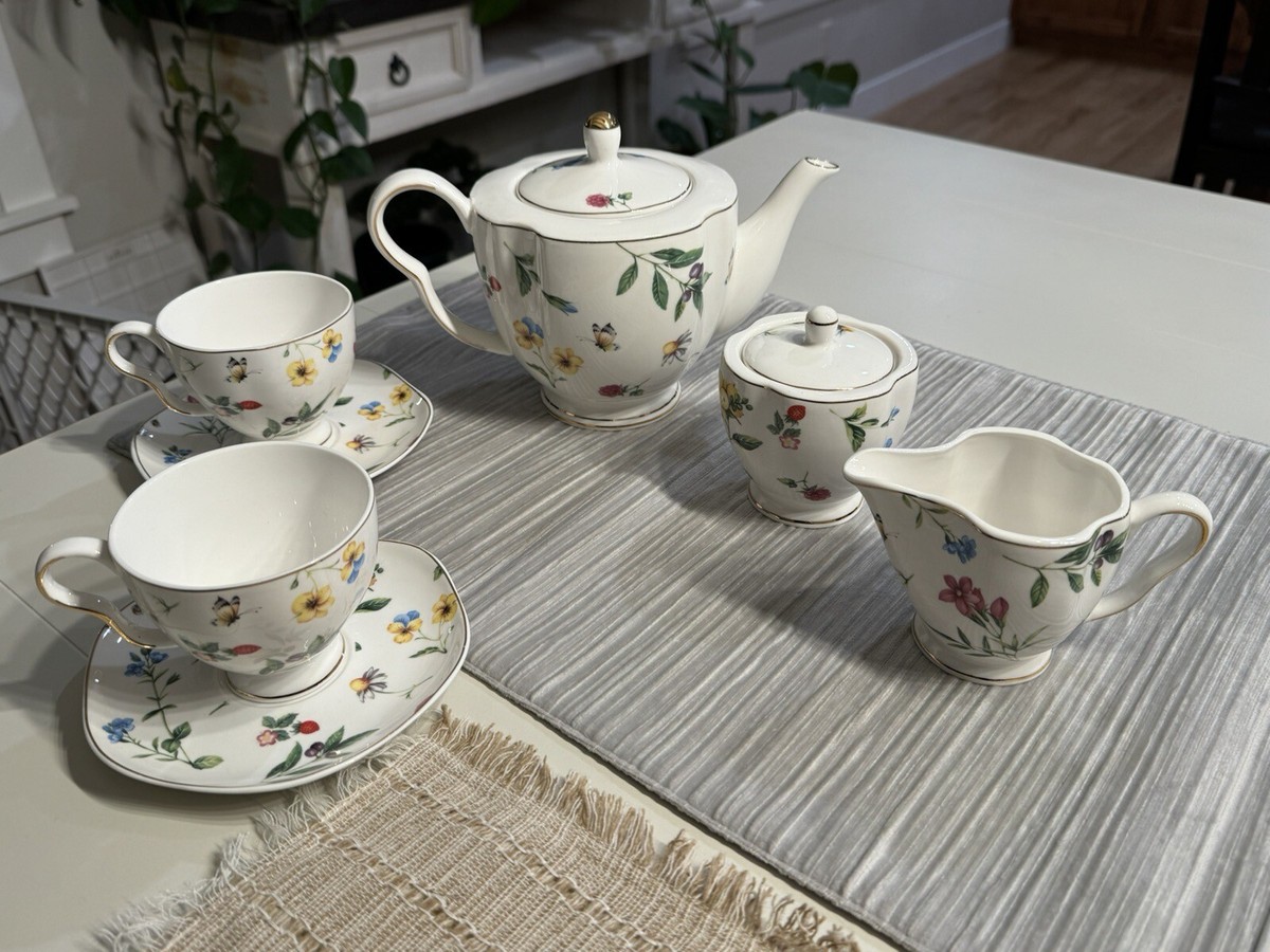 Grace Teaware Fine Porcelain 7-Piece Tea Set Spring Floral And