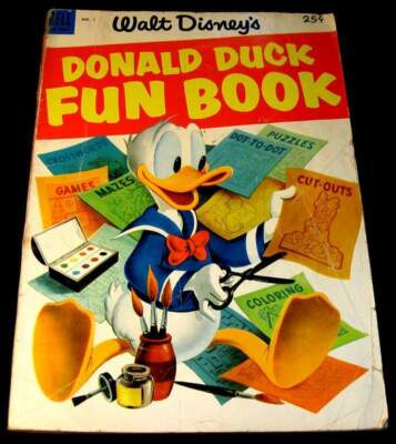 DONALD DUCK #1 1953 WALT DISNEY DELL FUN BOOK CROSSWORD JIGSAW COLORING