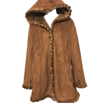 Jones New York Faux Fur Trim Toggle Jacket Hooded Coat