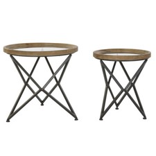 Set 2 Tavolini salotto industrial cm65x65H63 Mobili arredo salotto stile moderno