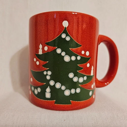 Vintage Waechtersbach West Germany Christmas Tree Coffee Mug Red 3.75"H 12 oz