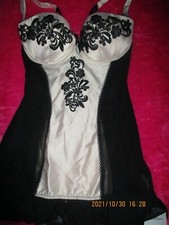 ANN SUMMER UNDERWIRED NUDE/BLACK CAMI SUSPENDER "GABRIELLE"   SIZE  16 NWT