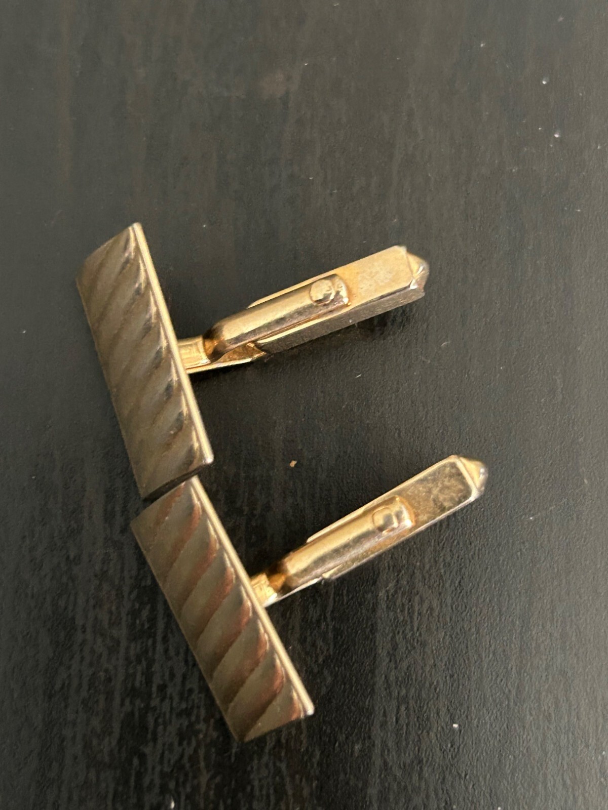 Gold-Toned Rectangular Cufflinks Rippled Design V… - image 6