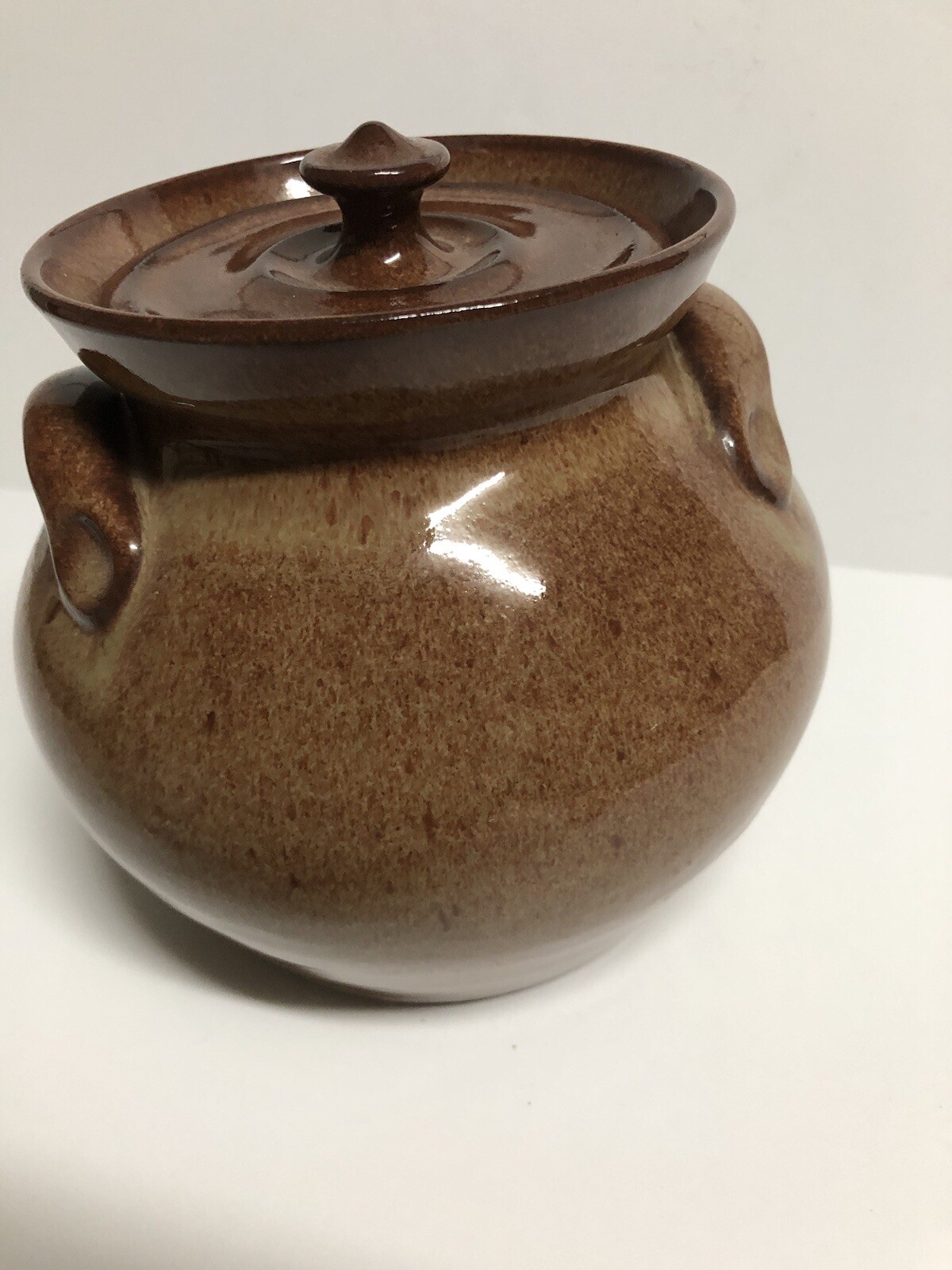 1992 Jugtown Ware Vernon Owens Signed Brown Crock Pot w/Lid 6” x 8” Great