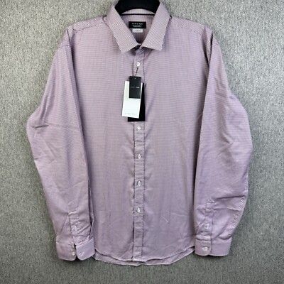 Zara Man Slim Fit Houndstooth Long Sleeve Dress Shirt Men's Size