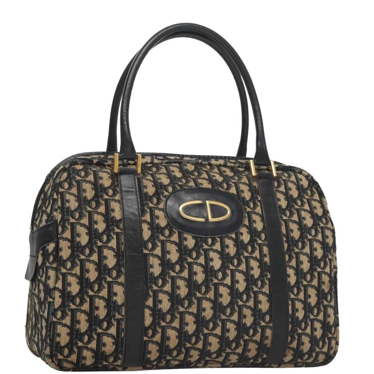 Sac à main Christian Dior trotteur toile marine or authentique 109925