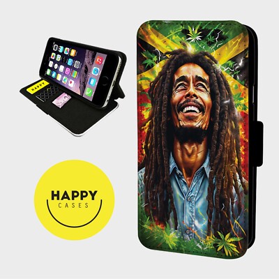 BOB MARLEY JAMAICAN LEGEND - Kunstleder Klapp Handy Hülle Cover - iPhone/Samsung