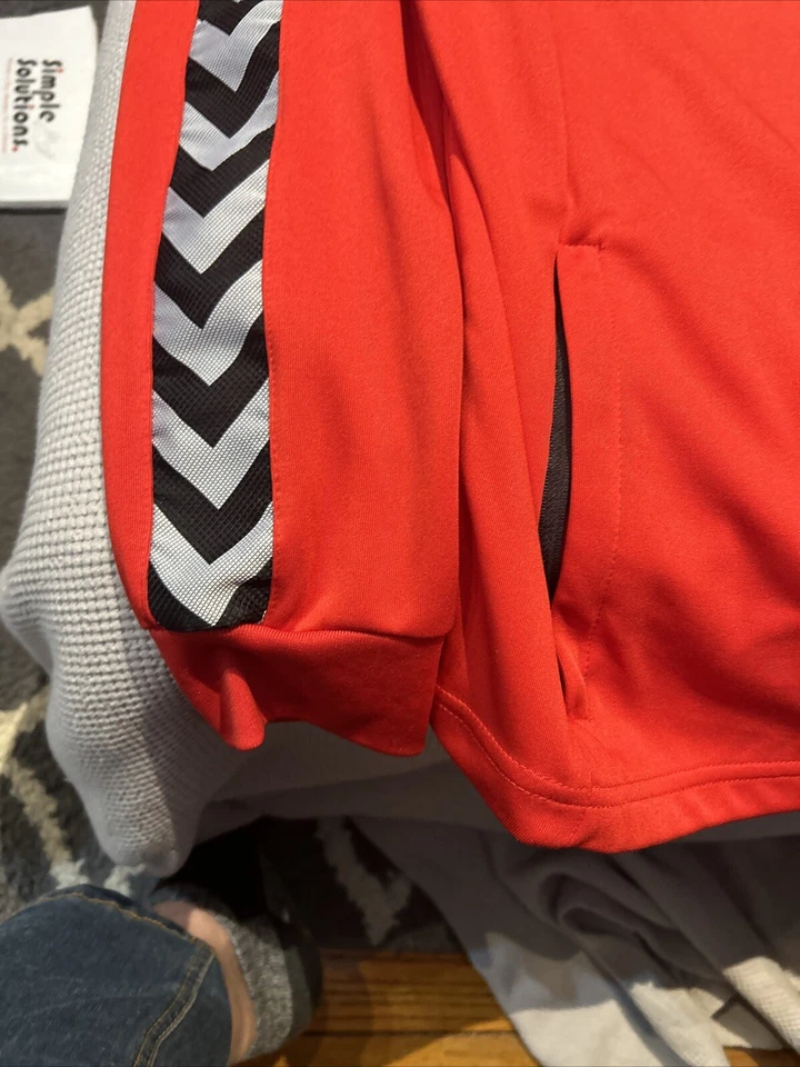 Chaqueta Hummel Upper 90 FC Cremallera Completa Negra Roja Rayas de Carreras Grande Fútbol Fútbol Foto 4 de 4