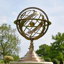 Deluxe 70cm Tall Antique Brass Celestial Garden Armillary Sundial Sphere