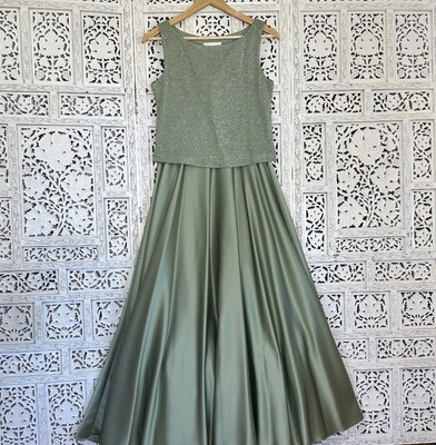 Vintage Cache Sage Green Fairy Core Shimmery Blouse & Skirt Formal Set Sz Small