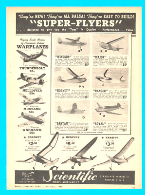 1944 Scientific Model Airplane Co. warplanes print ad toys Warhawk Helldiver