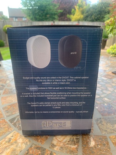Pair of white Apart OVO3T-W 100V/16 Ohm compact wall speakers - Picture 4 of 4