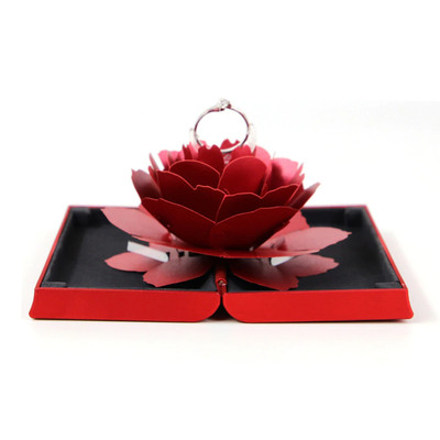 Creative Red Rose Propose Ring Jewelry Box Marriage Wedding
