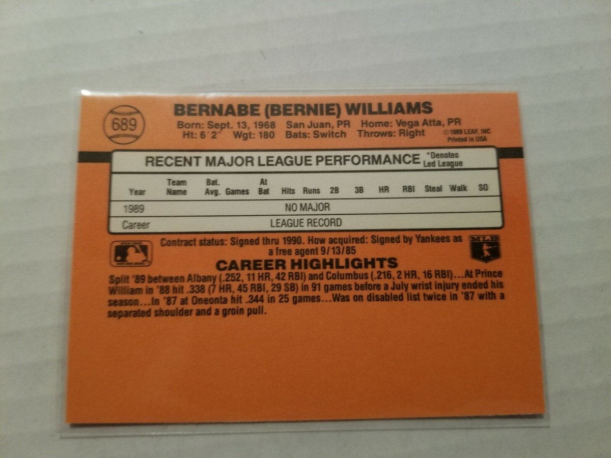メジャーリーグ　カード　Barnie Willrams 1990 Topps Bernie Williams | PSA CardFacts®