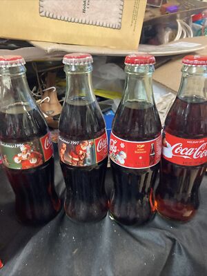 4- FULL Vintage 1996 ,1997, 2000 Coca Cola Coke 8 Oz Soda Bottle