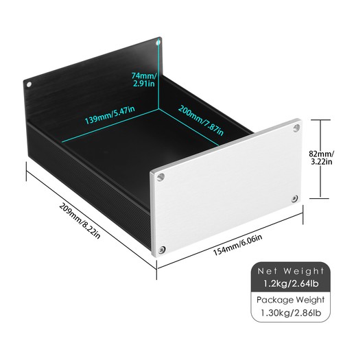 Aluminium Chassis DIY Enclosure for Power Amplifier HiFi Amp Case 154×209×82mm - Picture 2 of 7