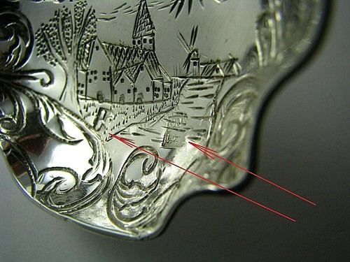 DUTCH SILVER BONBON NUT SERVING STPAINER LADLE Holland Netherlands ca1886 Excel. - Picture 11 of 12