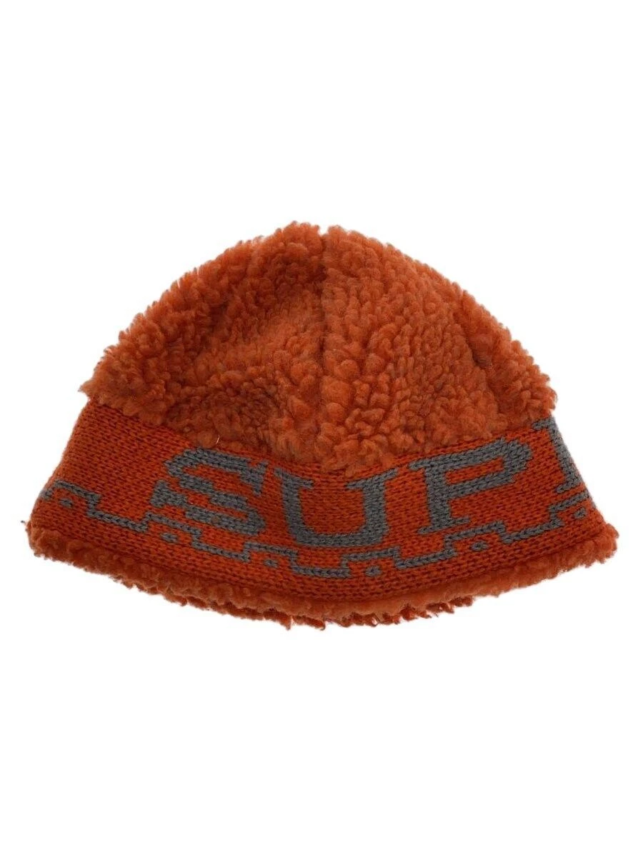 Casquette homme Supreme 23AW logo Sherpa sans bonnet polyester orange tricot uni occasion