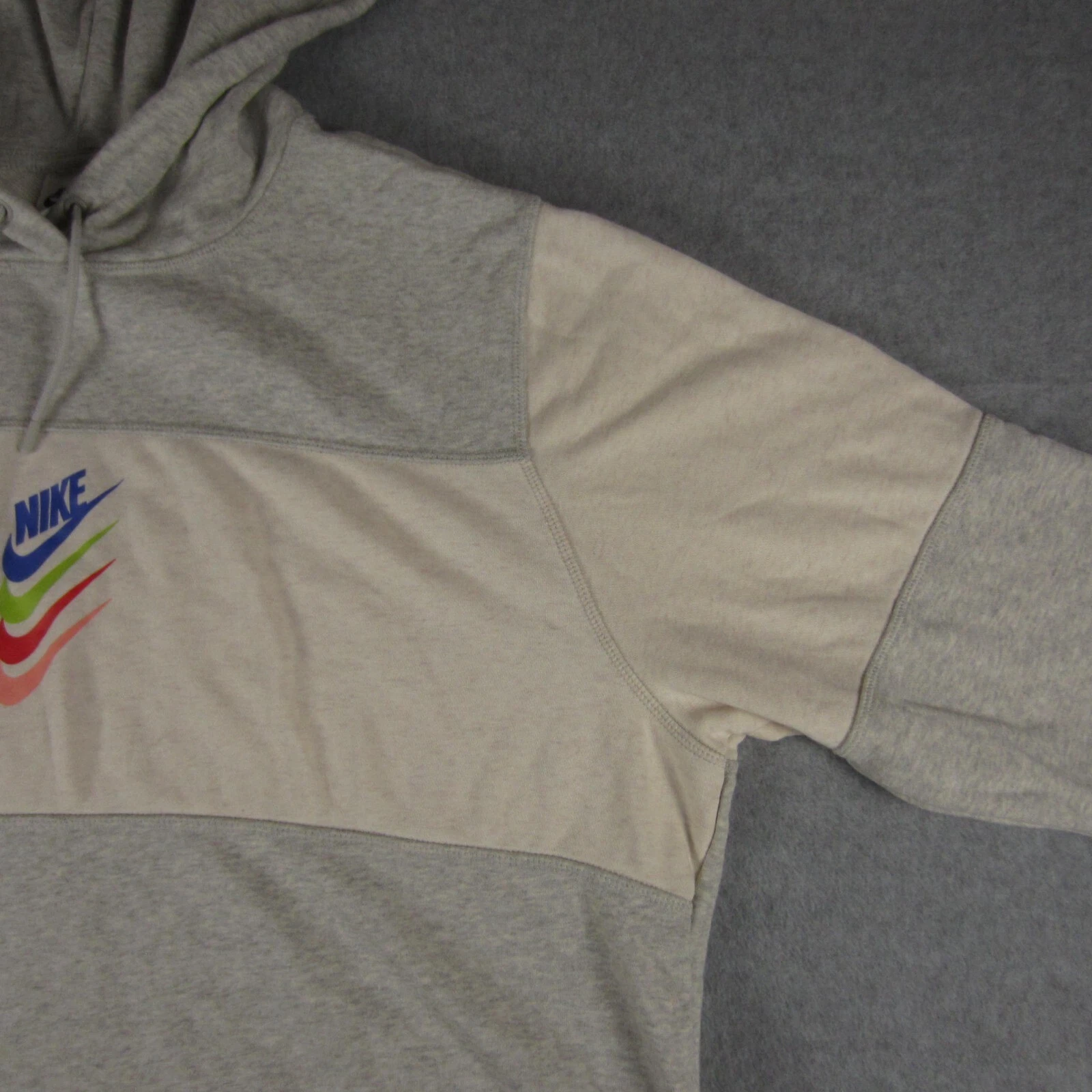 OFF WHITE Nike Sportwear Felpa con Cappuccio Donna 1X Grigio Crema DNA Stacked Swoosh Cropped