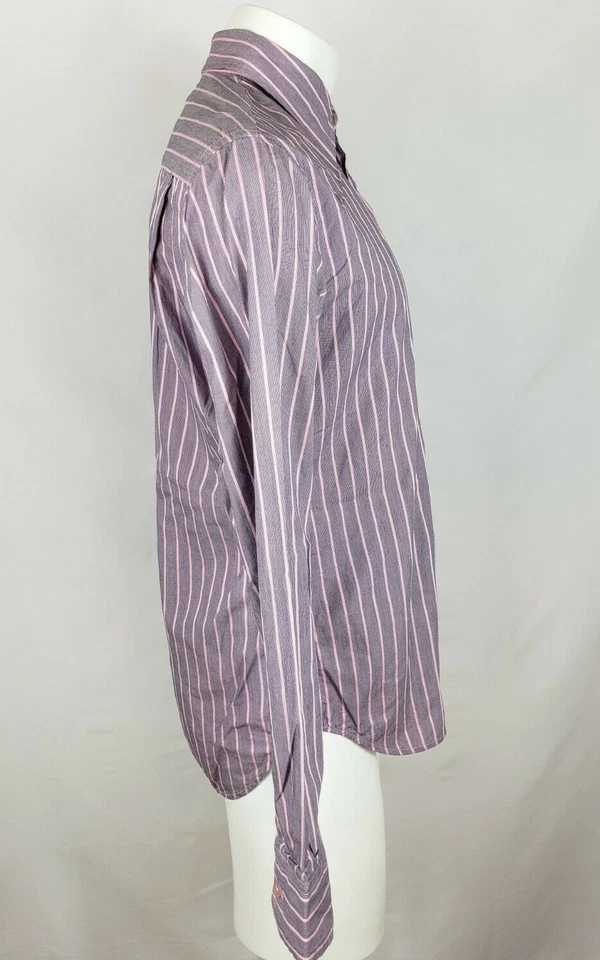 Camisa de vestir French Connection para hombre talla mediana rosa a rayas LS botón delantero Foto 4 de 4
