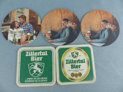 Lot of 5 different SOUS BOCK ZILLERTAL beer mats bierviltje Bierdeckel D36