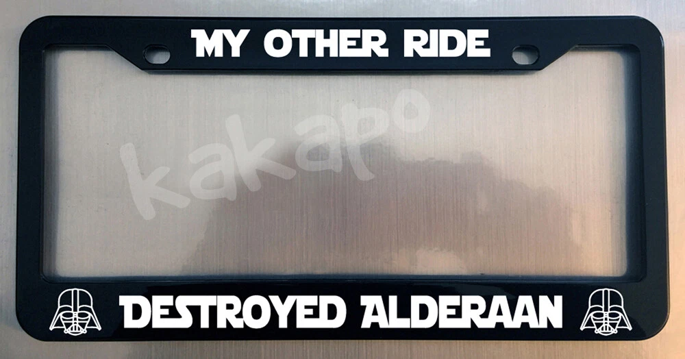 Star Wars Destroyed Alderaan Vader Black Metal License Plate Frame