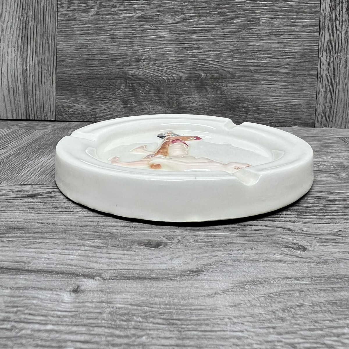 Vintage Ceramic Adult Humor Ashtray Penis Carry On Wheelbarrow