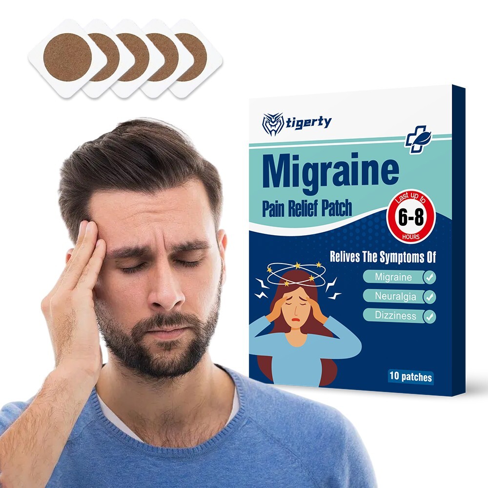 tigerty Migraine Relief Patch Fast Headache Ear Pressure Sooth Natural Herb 20Pc