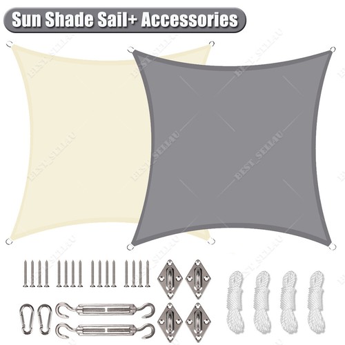 Heavy Duty Shade Sail Cloth Waterproof Canopy UV Block Rectangle with Hardware - Picture 2 of 59