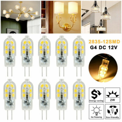 10/50Pcs G4 20W 2835 SMD Bi-pin 12 LED Lamp Light Bulb DC 12V 6000K White & Warm