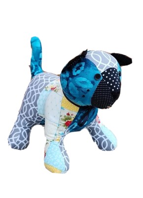 Scottish Fold Cat Cotton Luxe Patchwork Stuffed Kitty Toy Pillow Retro Decor EC