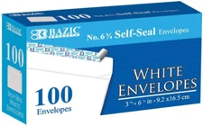 BAZIC #6 3/4 Peel and Seal White Envelope,572-24P (100-Pack)