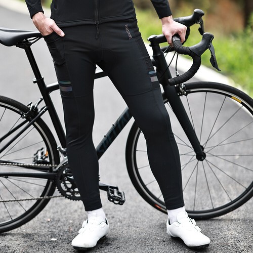 WOSAWE Hombre Invierno Ciclismo Pantalones Largos Reflectantes Acolchados Calzas de Lanza - Imagen 3 de 16