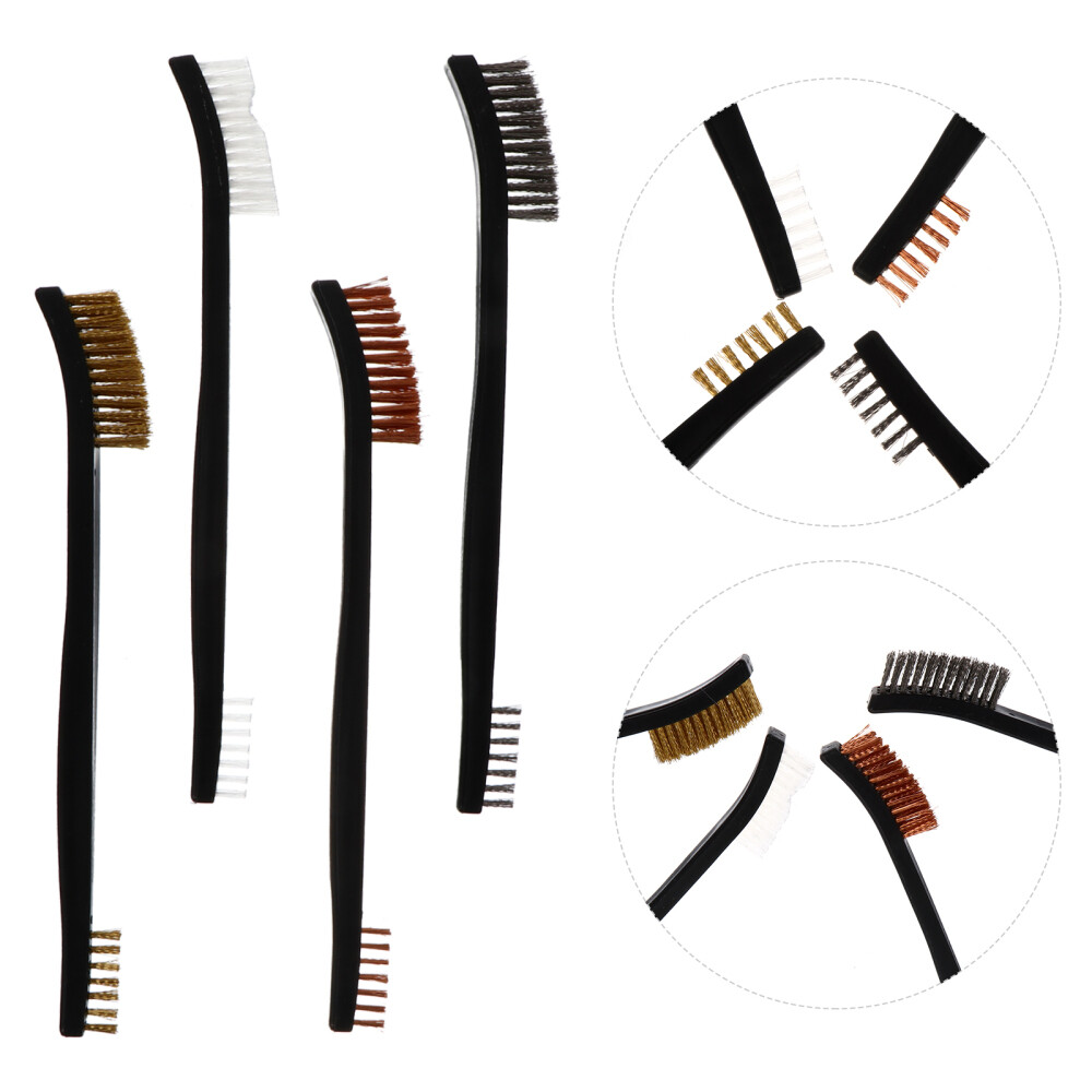 4pcs Wire Brush Brass Clean Brush Welding Brush Set 2 Head Rust