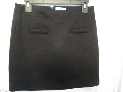 CeCe Black Mini Skirt 2 Front Pockets with Bows Size 6 New with Tags #40