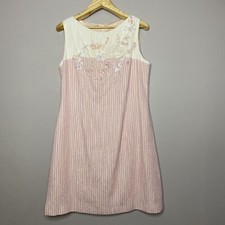 Peggy Jennings Pink Ivory Bubble Textured Sleeveless Shift Dress Size M