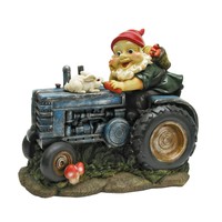 Garden Gnome On Tractor Statue Garden Gnome On Tractor Statue