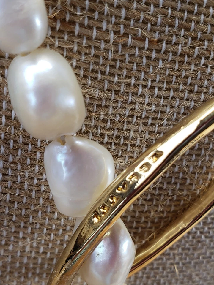 Colar Lariat folheado a ouro pérola barroca Valetti Espanha - Imagem 4 de 4