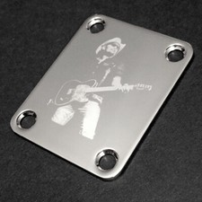 GUITAR NECK PLATE Custom Engraved Etched - Fits Fender - BRAD PAISLEY - CHROME