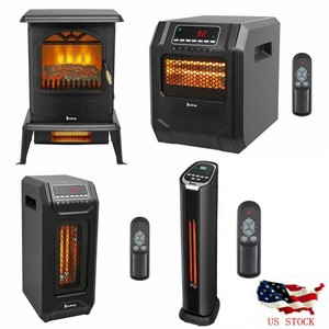 1500w Infrared Space Heater Electric Fireplace Quartz Led Safe