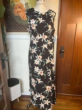NWT Paradise Found Star Orchid Black Rayon Hawaiian Tank Maxi Dress 2XL