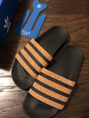 Adidas Adilette Slides Black Cork CQ2237 Women's Size 7 Worn Twice! Boxed 191028774766 | eBay
