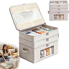 3-Tier Medicine Cabinet Organizer Foldable Fabric Medicine Storage Box W/ Clear