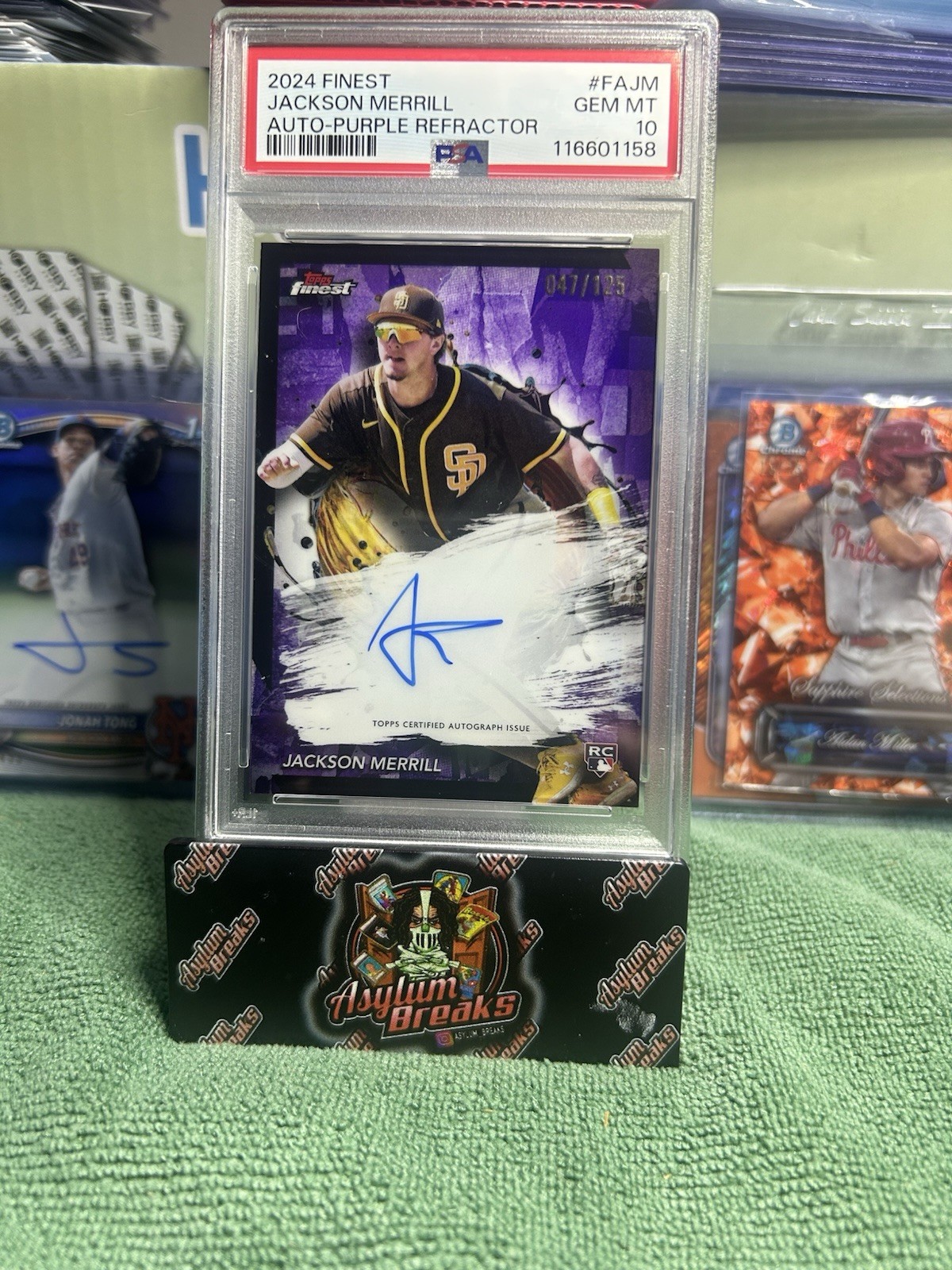 PSA 10 2024 Finest Jackson Merrill RC Purple Refractor Auto /125 SD Padres