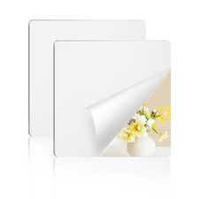 yuntop 2 Pack Self Adhesive Acrylic Mirror, 2MM Flexible 12 x 12 inch, Silver