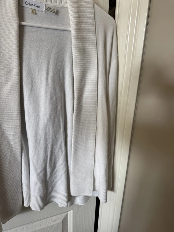 2 suéteres cárdigan, talla 2X, Lands End Calvin Klein, blanco negro Foto 3 de 4